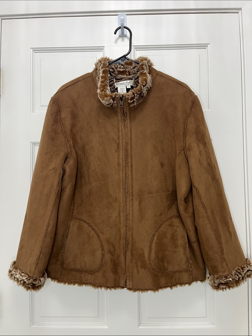 Coldwater Creek Petite Large Penny Lane Jacket w/ Suede Outer Shearling Lining